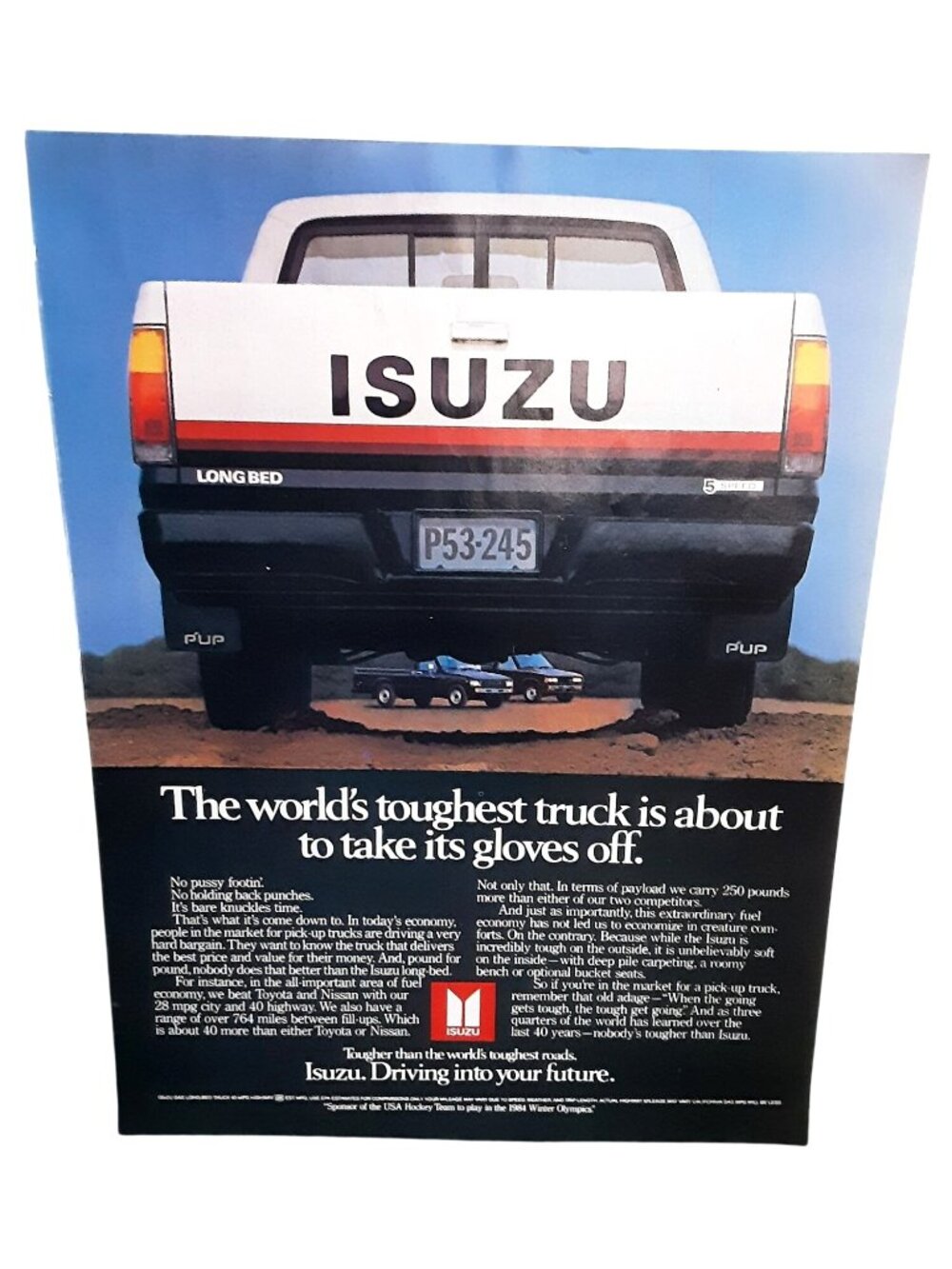 1983 Isuzu P'up Long Bed Pickup Truck Vintage Print Ad World's Toughest